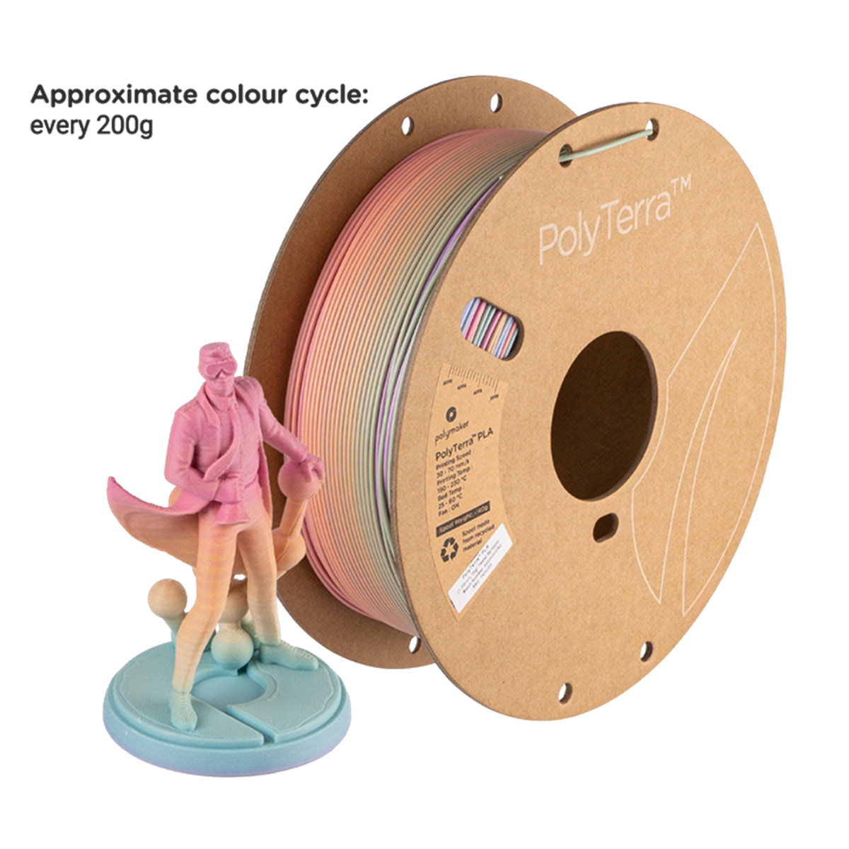 Polymaker PolyTerra Gradient Matte PLA Filament 1kg 1.75mm Phaser FPV
