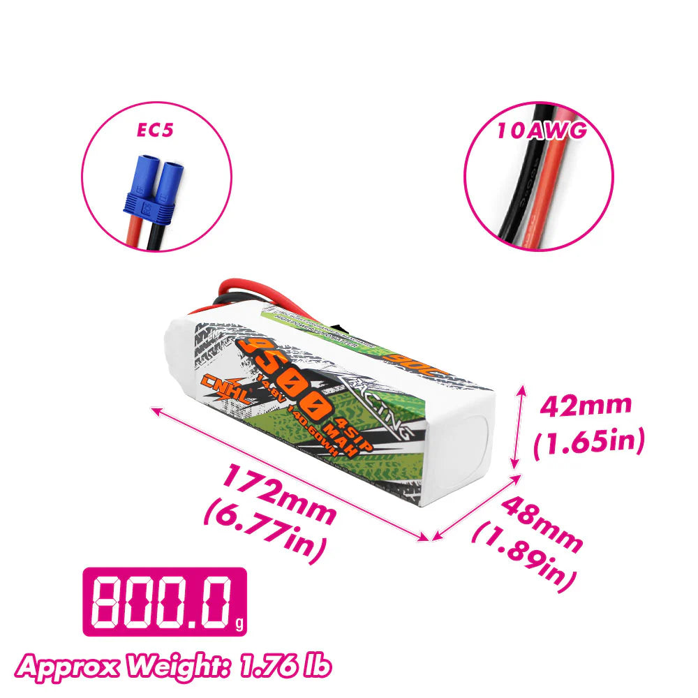 Chinahobbyline CNHL CNHL Racing Series 9500mAh 14.8V 4S 90C Lipo Battery with EC5 Plug [DG]