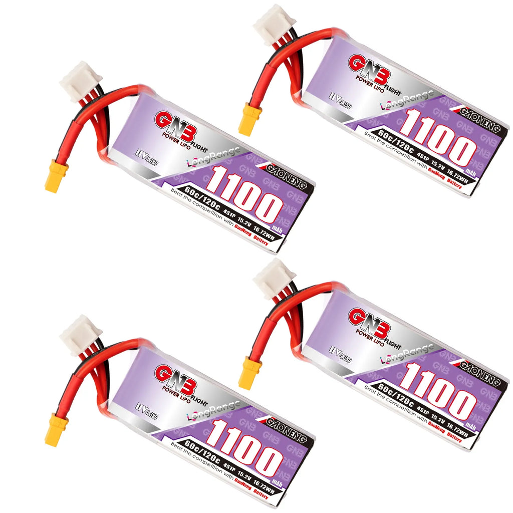 GAONENG GNB LiHV 4S 15.2V 1100mAh 60C XT30 LiPo Battery LongRange [DG]