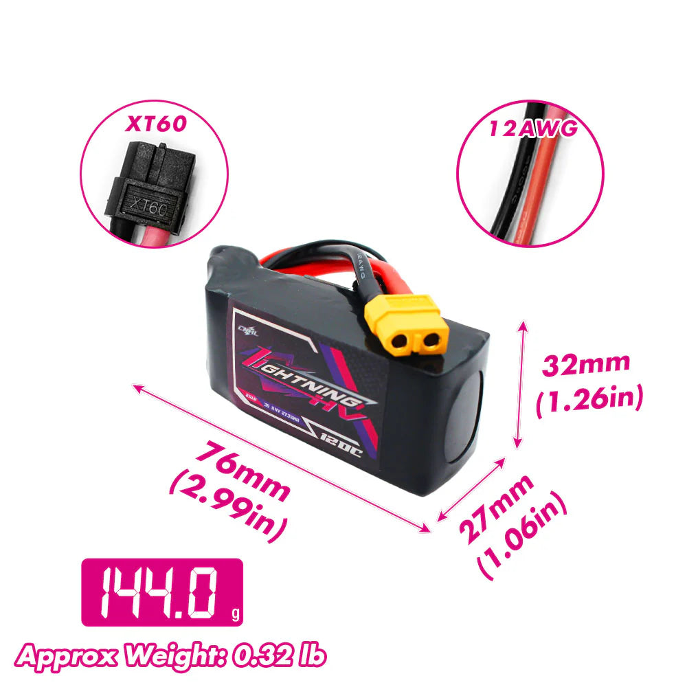 CNHL Lightning LiHV 2400mAh 11.4V 3S 120C HV Shorty Lipo Battery [DG]
