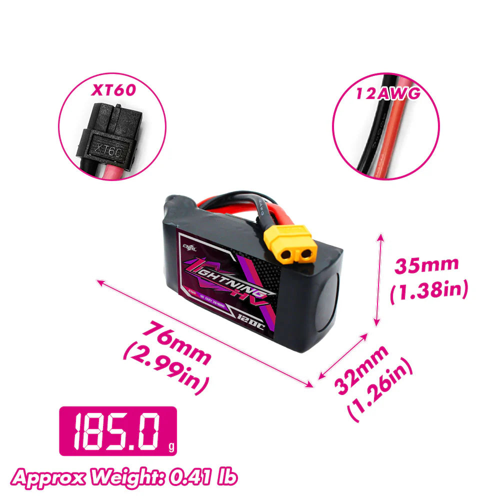CNHL LiHV Lightning 2400mAh 15.2V 4S 120C HV Shorty Lipo Battery [DG]