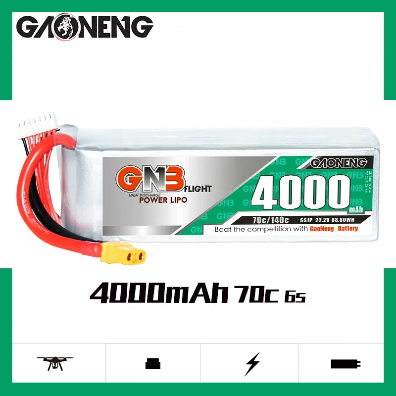 GAONENG GNB 6S 22.2V 4000mAh 70C LiPo Battery XT60 [DG]