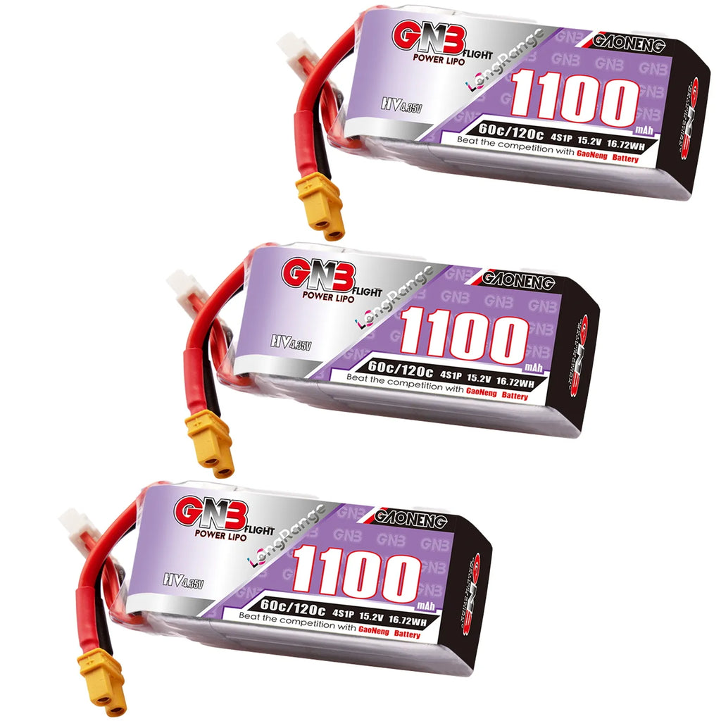 GAONENG GNB LiHV 4S 15.2V 1100mAh 60C XT30 LiPo Battery LongRange [DG]