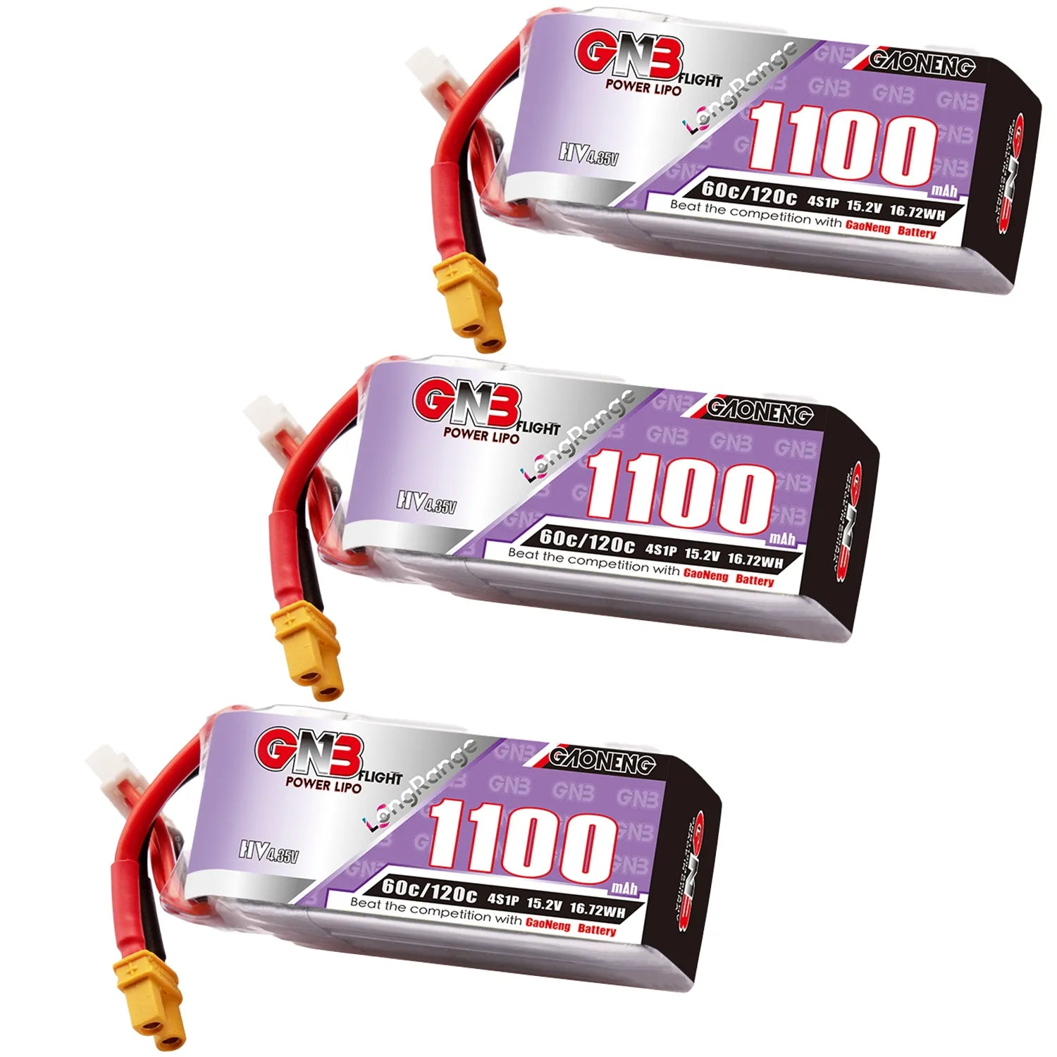 GAONENG GNB LiHV 4S 15.2V 1100mAh 60C XT30 LiPo Battery LongRange [DG]