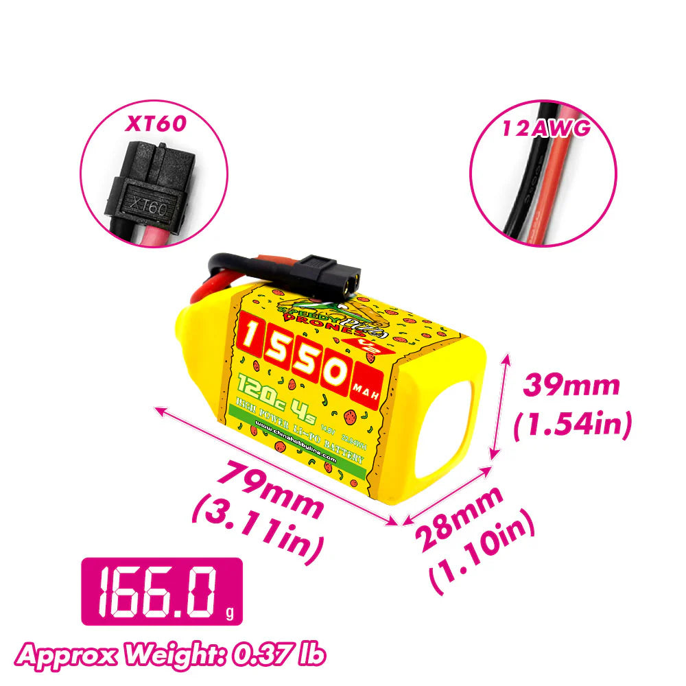 CNHL Speedy Pizza 1550mAh 14.8V 120C 4S Lipo Battery [DG]