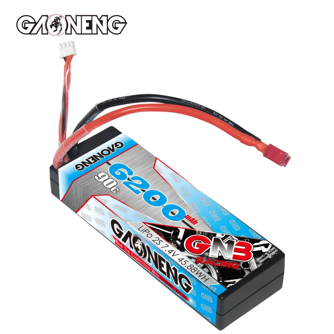 GAONENG GNB 2S 7.4V 6200mAh 90C Cabled Hard Case LiPo Battery T-Plug [DG]