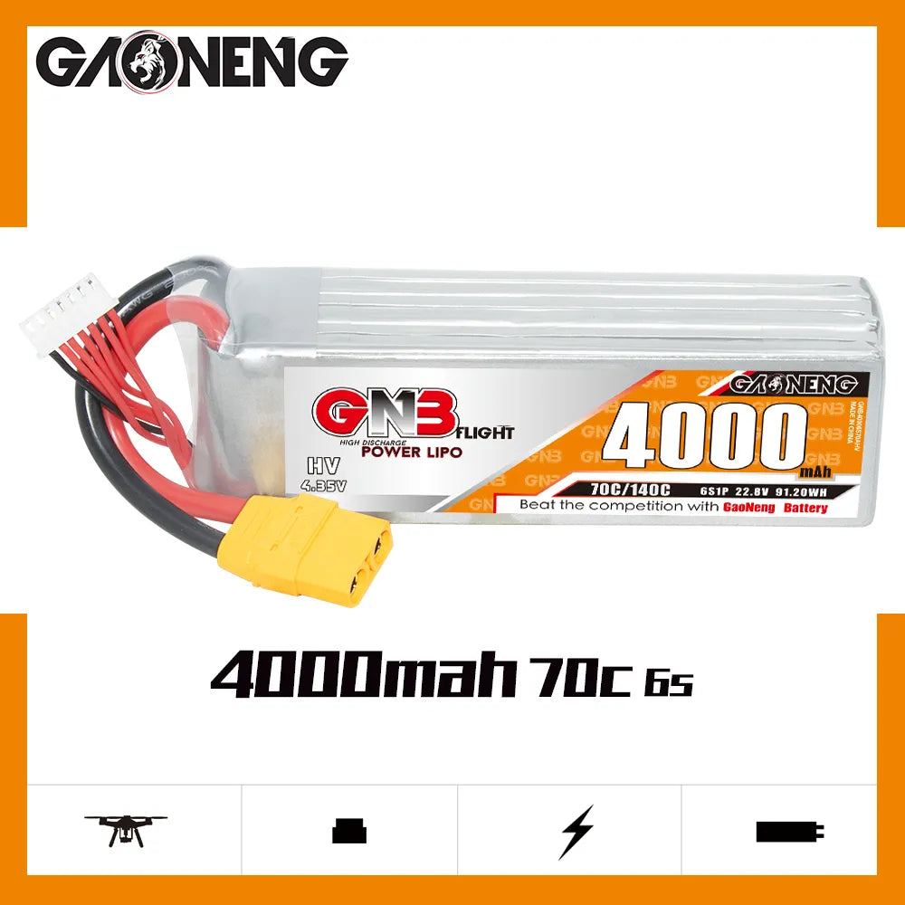 GAONENG GNB LiHV 6S 22.8V 4000mAh 70C LiPo Battery XT90 [DG]