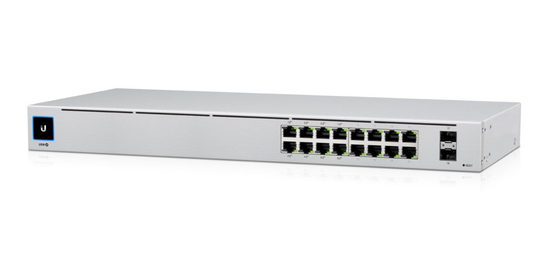 Ubiquiti UniFi 16-port Managed Gigabit Switch - 8x PoE+ Ports, 8x Gigabit Ethernet Ports, 2x SFP , 42W, Touch Display, Fanless , GEN2