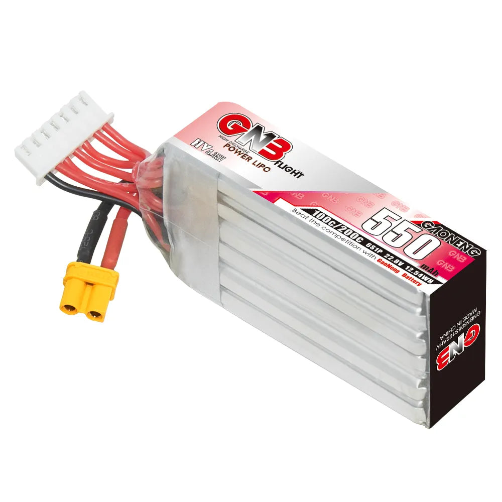 GAONENG GNB LiHV 6S 22.8V 550mAh 100C XT30 LiPo Battery Long Type [DG]
