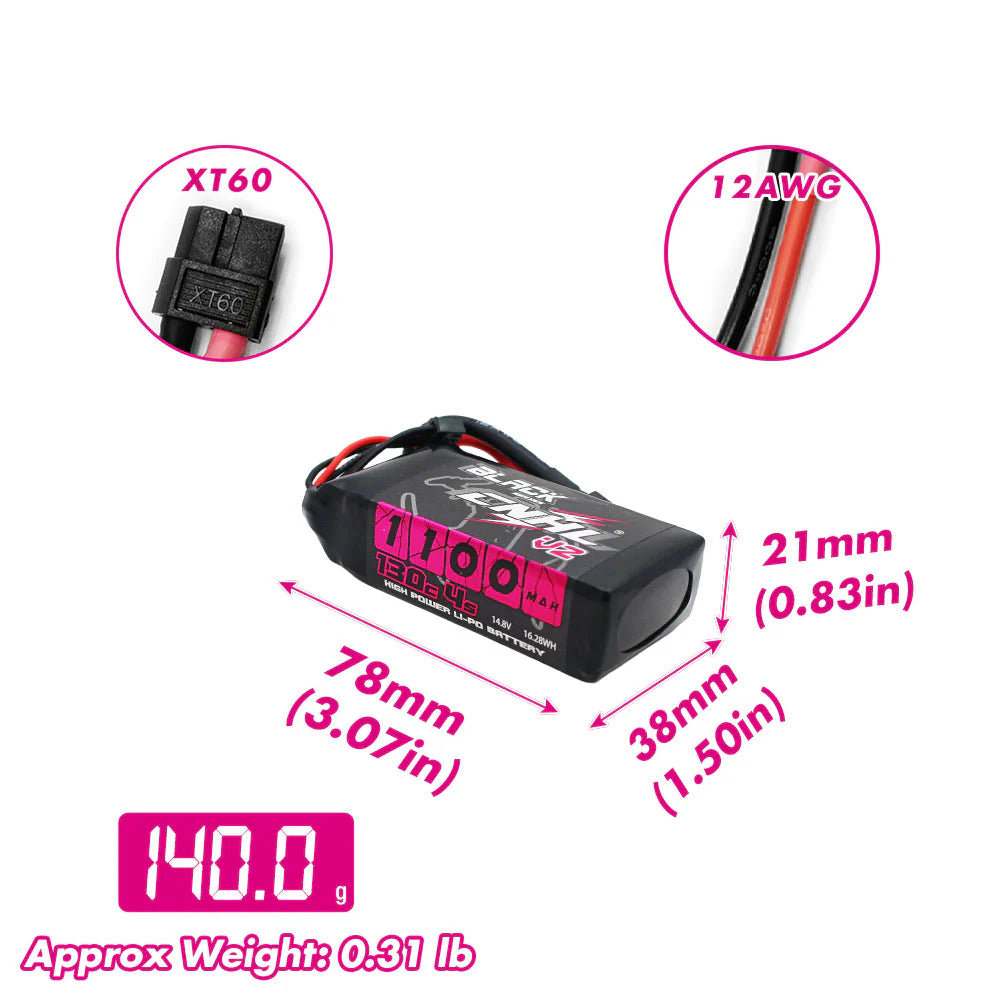 CNHL Black Series V2.0 1100mAh 14.8V 4S 130C Lipo Battery [DG]
