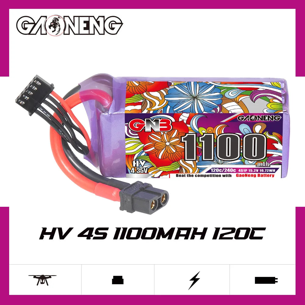 GAONENG GNB LiHV 4S 15.2V 1100mAh 120C XT60 LiPo Battery [DG]