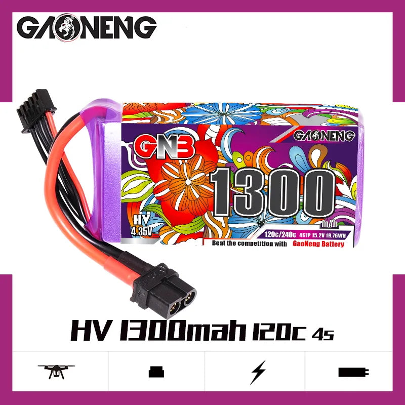 GAONENG GNB LiHV 4S 15.2V 1300mAh 120C XT60 LiPo Battery [DG]