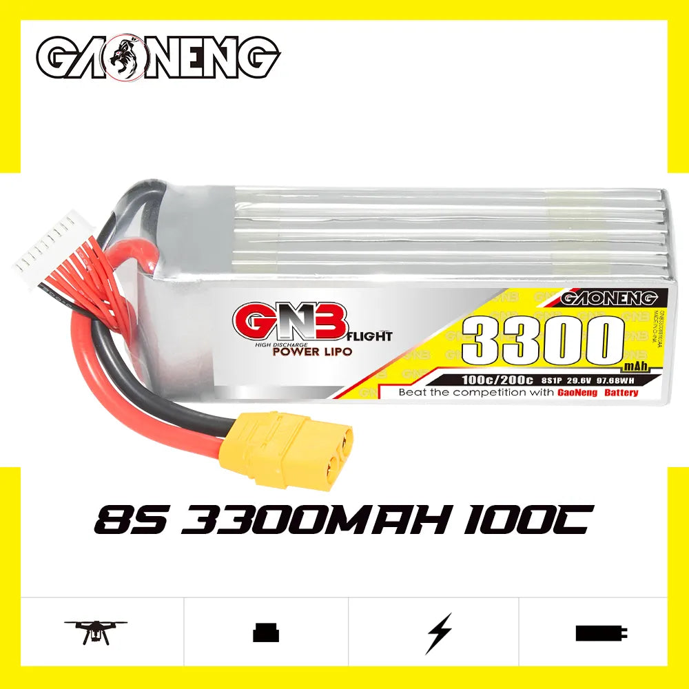 GAONENG GNB 8S 29.6V 3300mAh 100C LiPo Battery XT90 [DG]