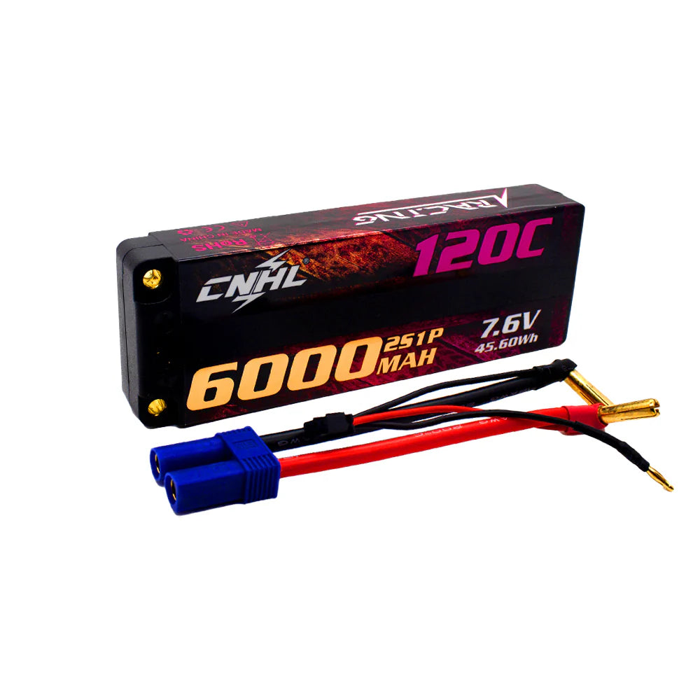 CNHL Racing Series LiHV 6000mAh 7.6V 2S 120C HV Hard Case Lipo Battery EC5 [DG]