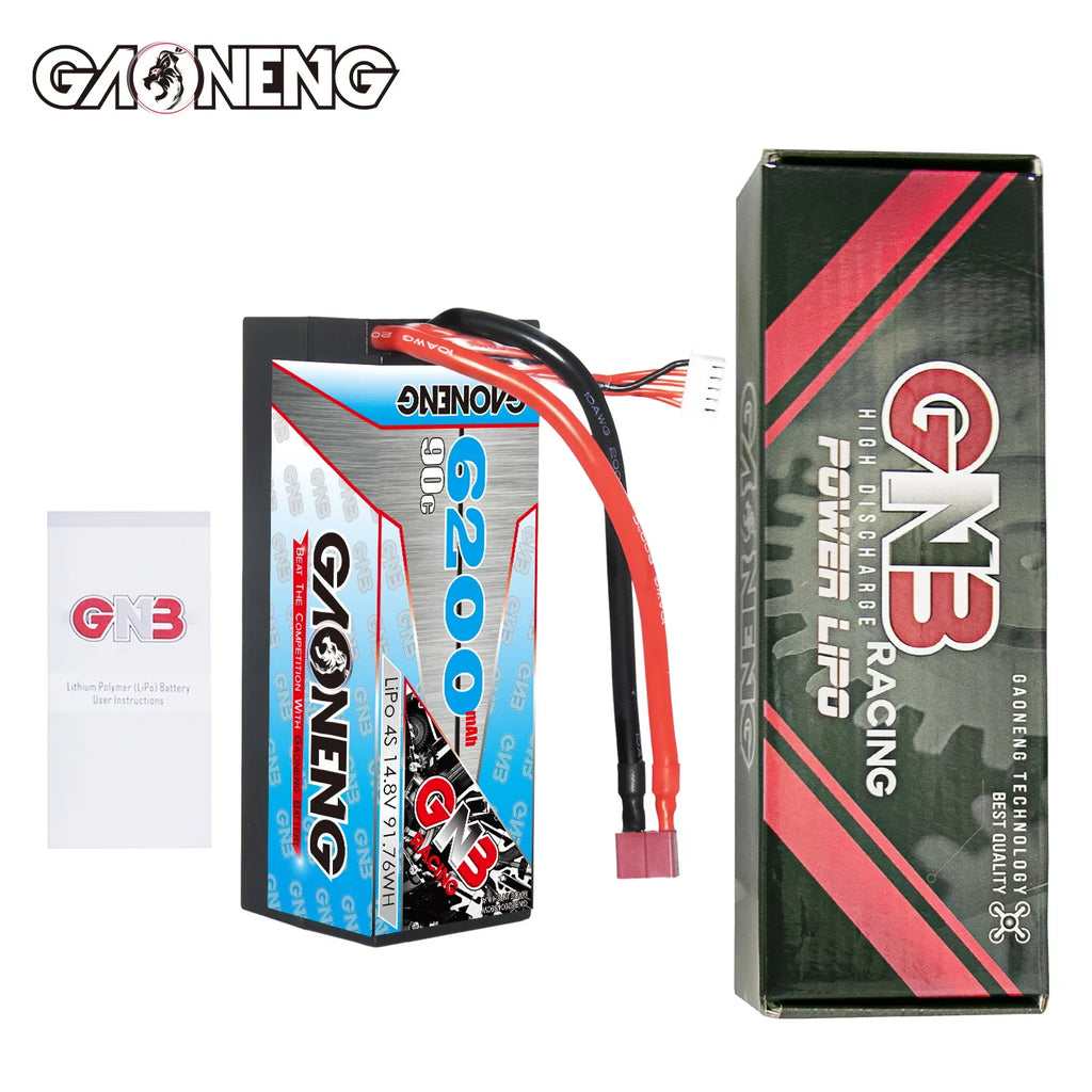 GAONENG GNB 4S 14.8V 6200mAh 90C Cabled Hard Case LiPo Battery T-PLUG [DG]