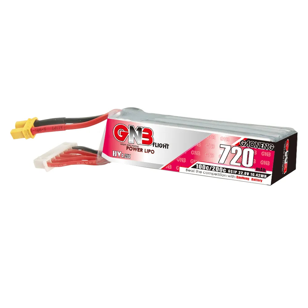 GAONENG GNB LiHV 6S 22.8V 720mAh 100C XT30 LiPo Battery Long Type [DG]
