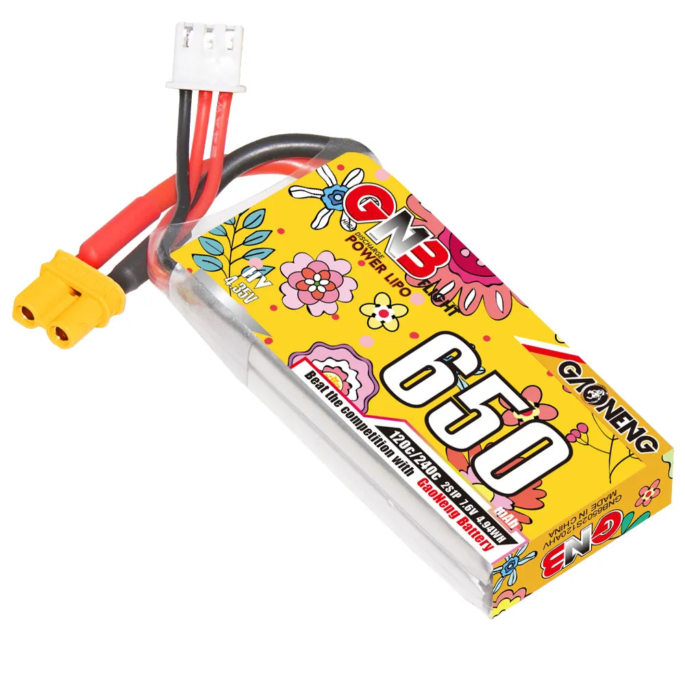 GAONENG GNB LiHV 2S 7.6V 650mAh 120C XT30 LiPo Battery [DG]