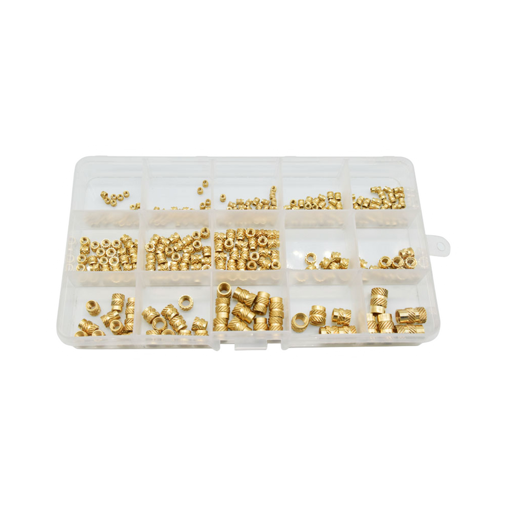 300 Piece M2, M3, M4 Threaded Knurled Brass Heat Set Insert Kit for 3D Printing