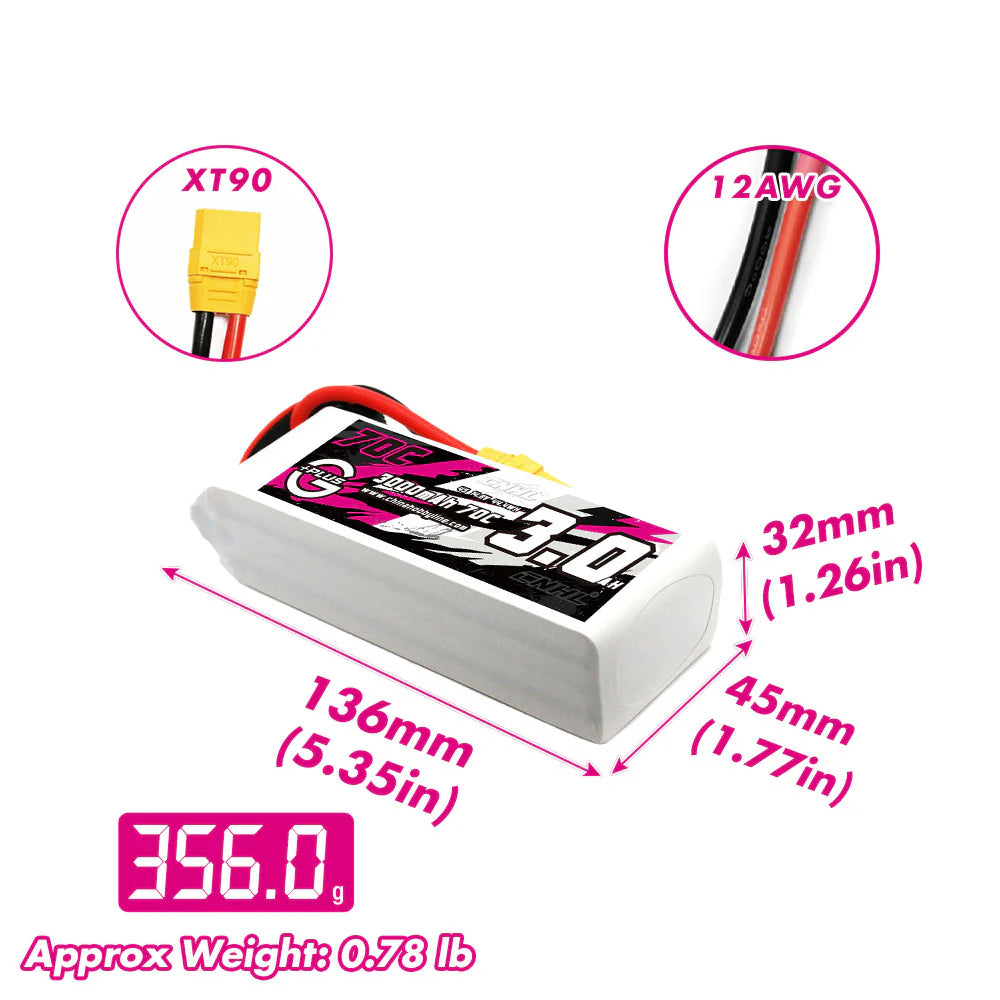 CNHL G+Plus 3000mAh 14.8V 4S 70C Lipo Battery XT90 [DG]