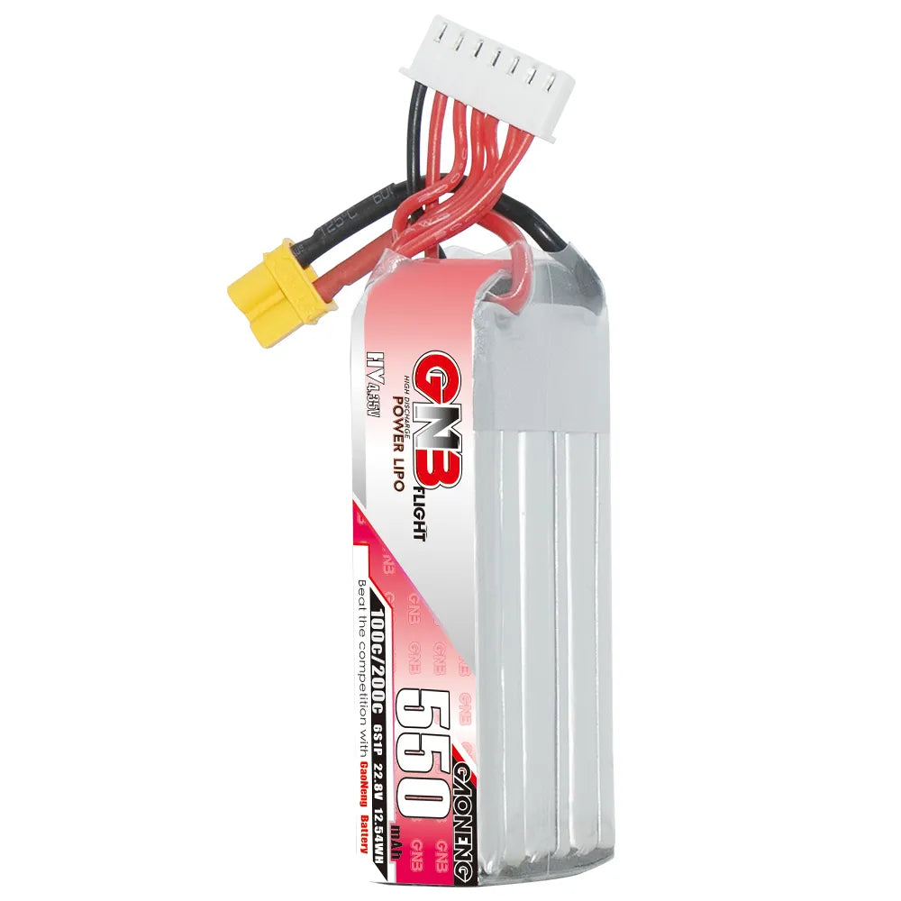 GAONENG GNB LiHV 6S 22.8V 550mAh 100C XT30 LiPo Battery Long Type [DG]