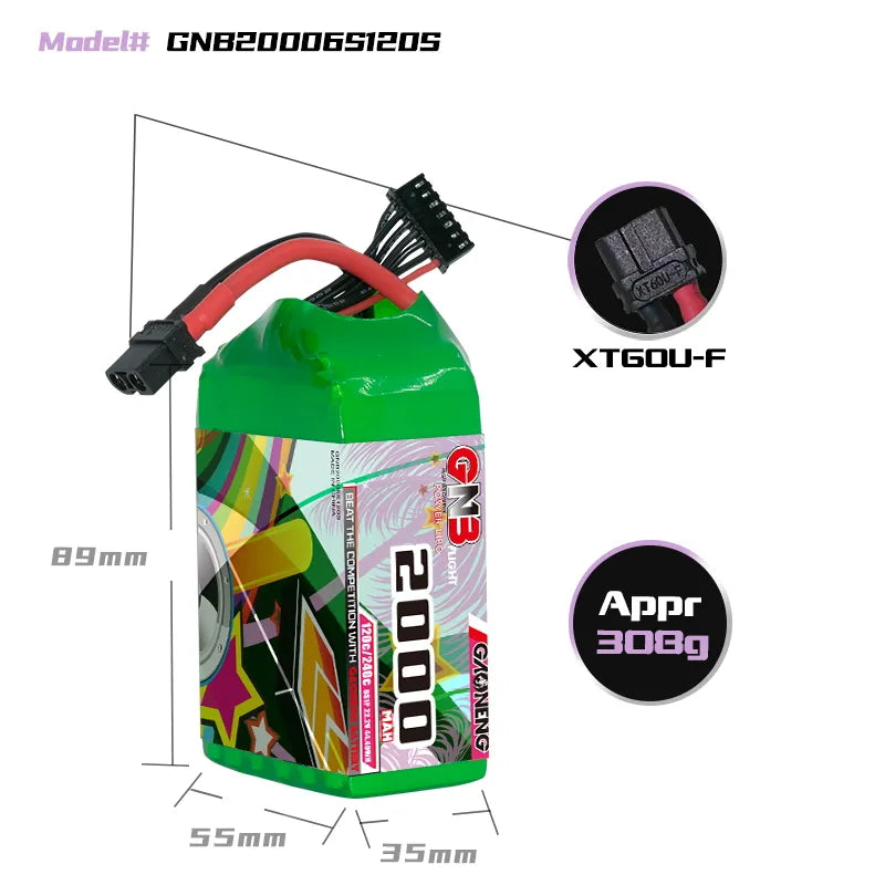 GAONENG GNB 6S 22.2V 2000mAh 120C XT60 LiPo Battery [DG]