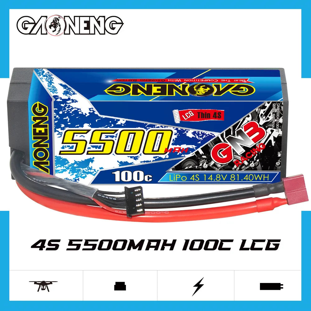 GAONENG GNB 4S 14.8V 5500mAh 100C Cabled 4S LCG Hard Case LiPo Battery T-PLUG [DG]