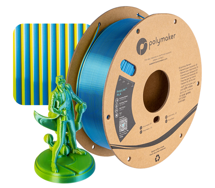 Polymaker PolyLite™ Dual Colour Silk PLA Filament 1kg 1.75mm