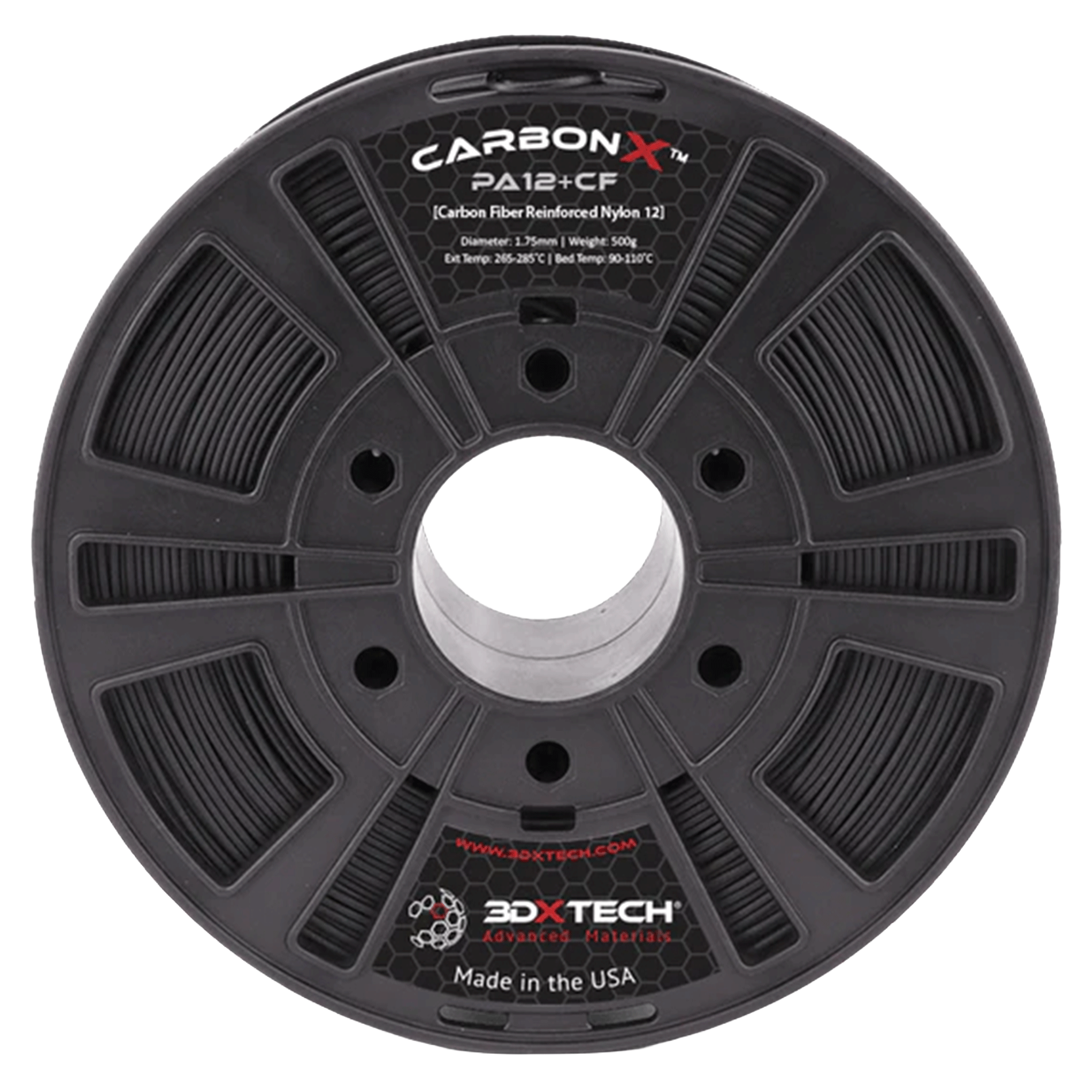3DXTech CarbonX Nylon 12+CF 1.75mm Filament 750g