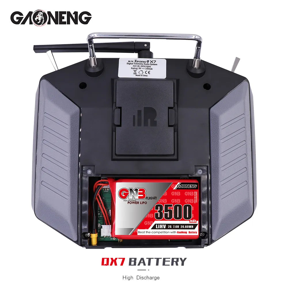 GAONENG GNB LiHV 2S 7.6V 3500mAh 5C LiPo Battery XT30 for Frsky QX7 [DG]