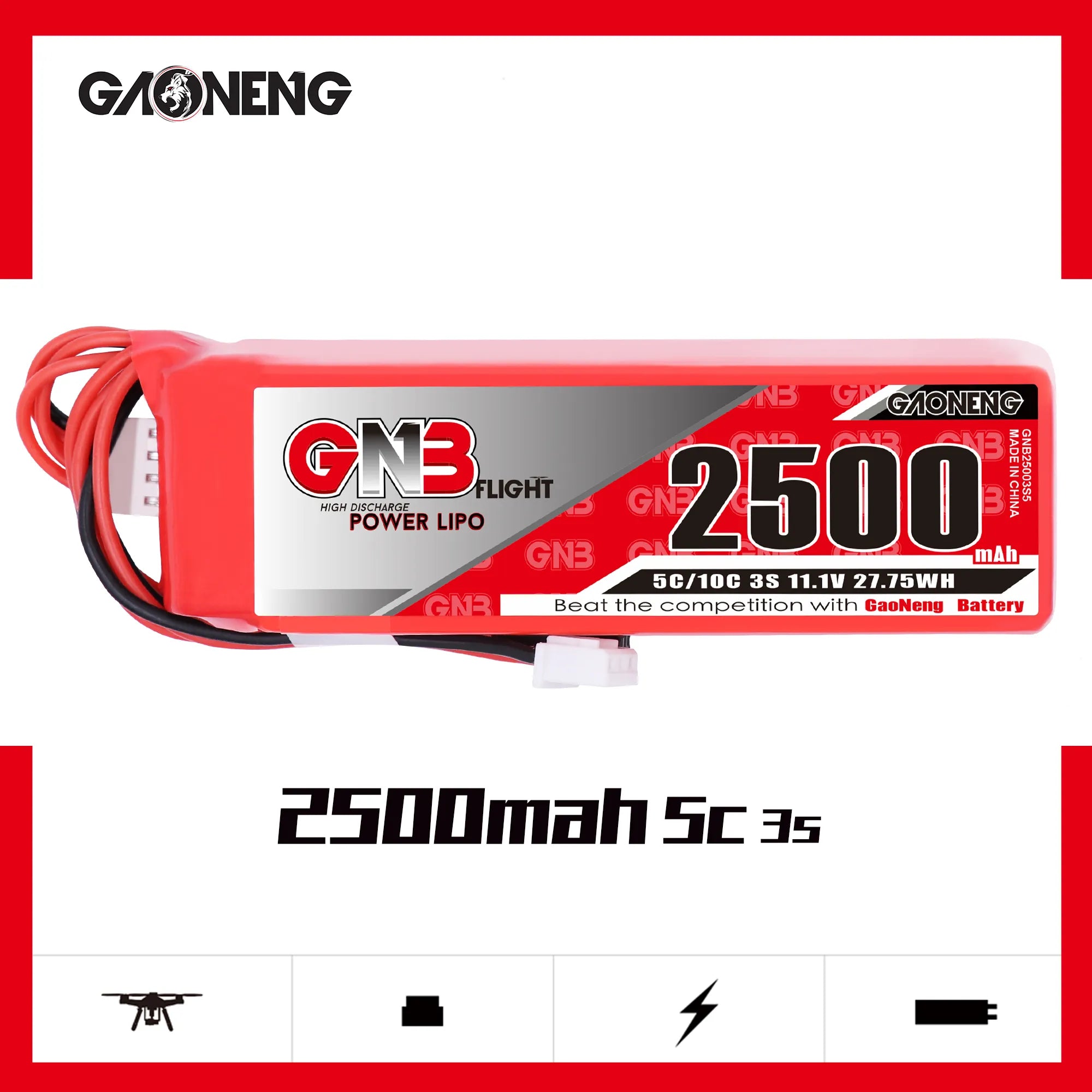 Taranis (X9D and old 2019 X9D plus) 2500mAh 3S 5C LiPo Battery [DG]
