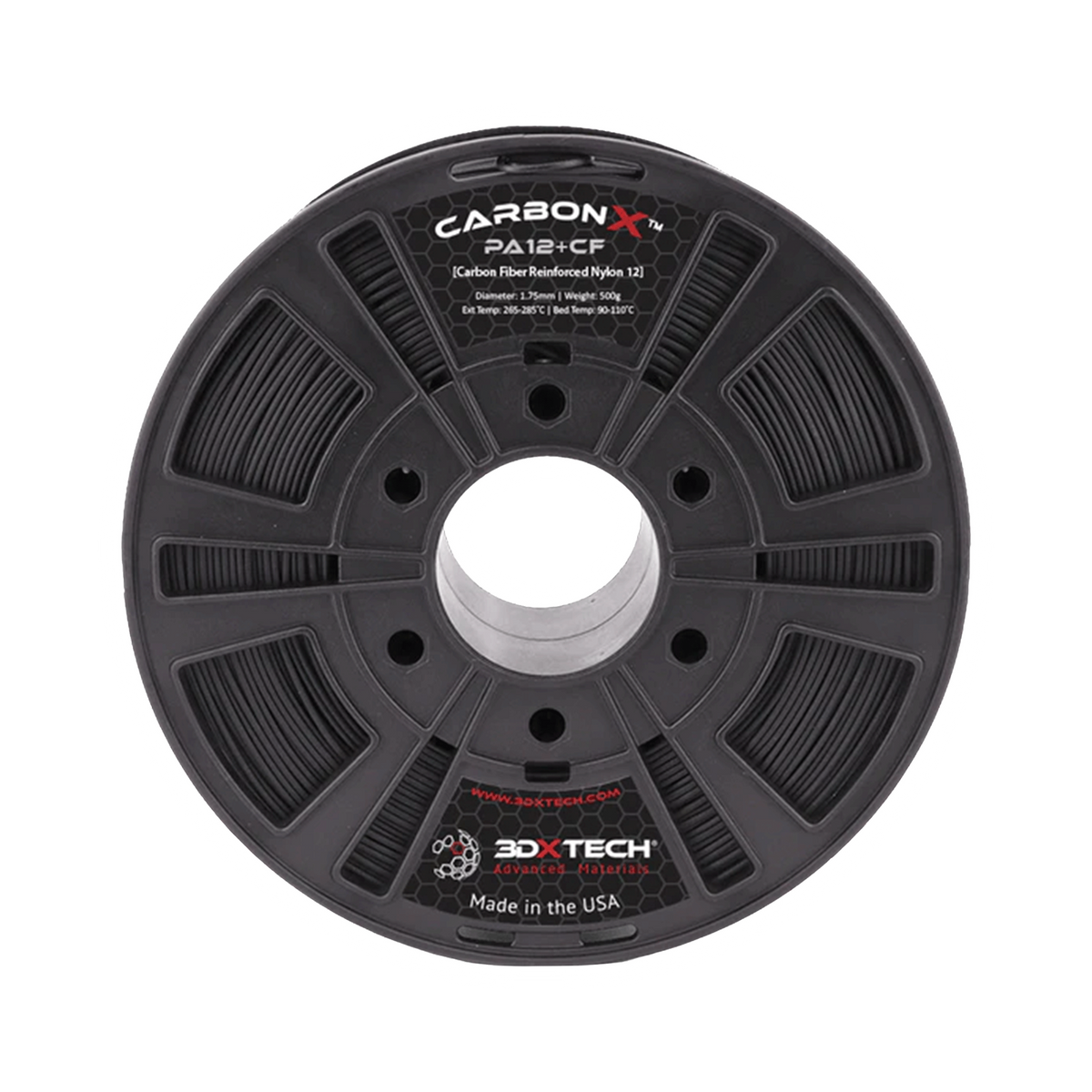 3DXTech CarbonX Nylon 12+CF 1.75mm Filament 750g