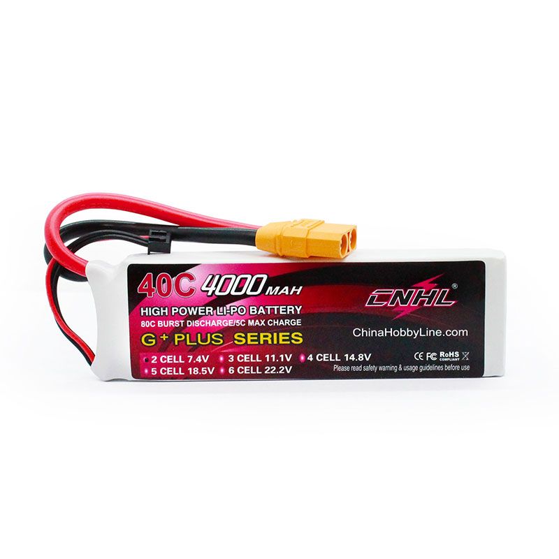 CNHL 4000mAh 7.4V 40C Lipo Battery for Airplane Heli Jet Edf XT90 [DG]