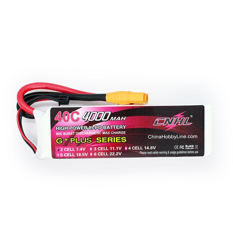 CNHL 4000mAh 7.4V 40C Lipo Battery for Airplane Heli Jet Edf XT90 [DG]