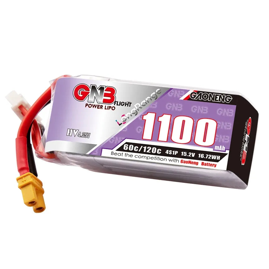 GAONENG GNB LiHV 4S 15.2V 1100mAh 60C XT30 LiPo Battery LongRange [DG]