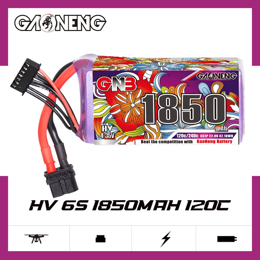 GAONENG GNB LiHV 6S 22.8V 1850mAh 120C XT60 LiPo Battery [DG]