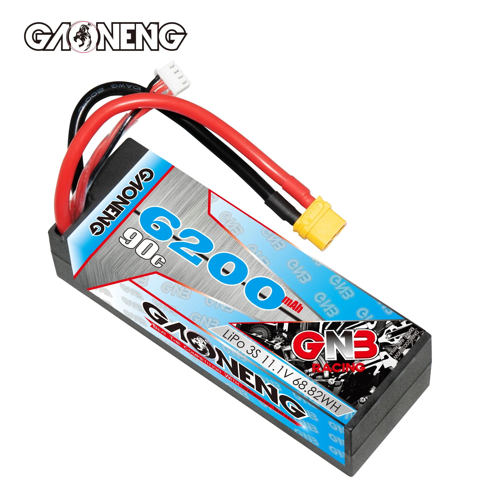 GAONENG GNB 3S 11.1V 6200mAh 90C Cabled Hard Case LiPo Battery XT60 [DG]