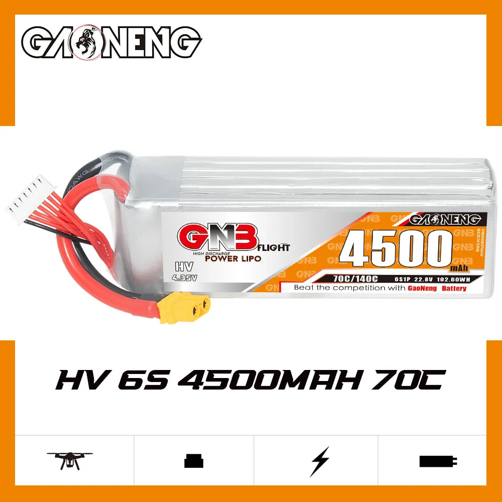 GAONENG GNB LiHV 6S 22.8V 4500mAh 70C LiPo Battery XT60 [DG]