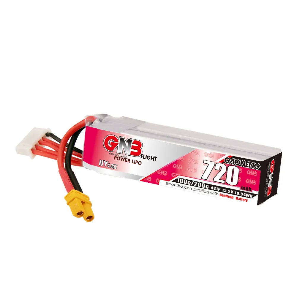 GAONENG GNB LiHV 4S 15.2V 720mAh 100C XT30 LiPo Battery Long Type [DG]