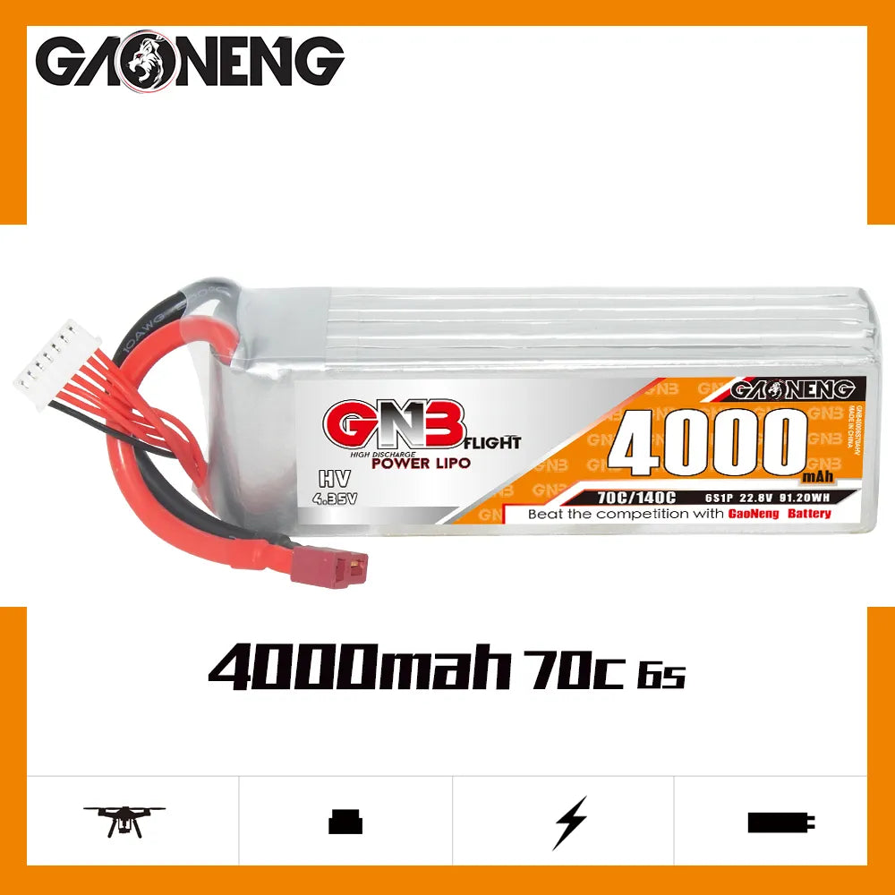 GAONENG GNB LiHV 6S 22.8V 4000mAh 70C LiPo Battery T-PLUG [DG]