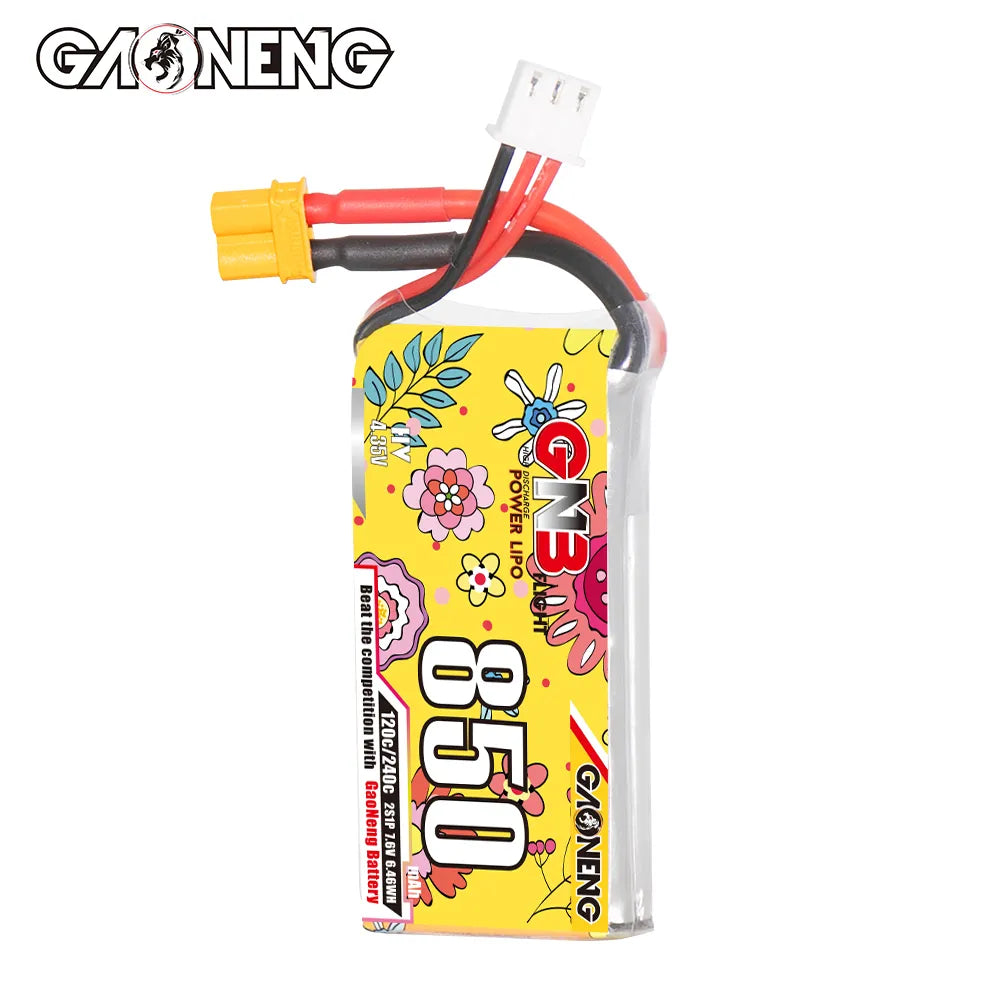GAONENG GNB LiHV 2S 7.6V 850mAh 120C XT30 LiPo Battery [DG]