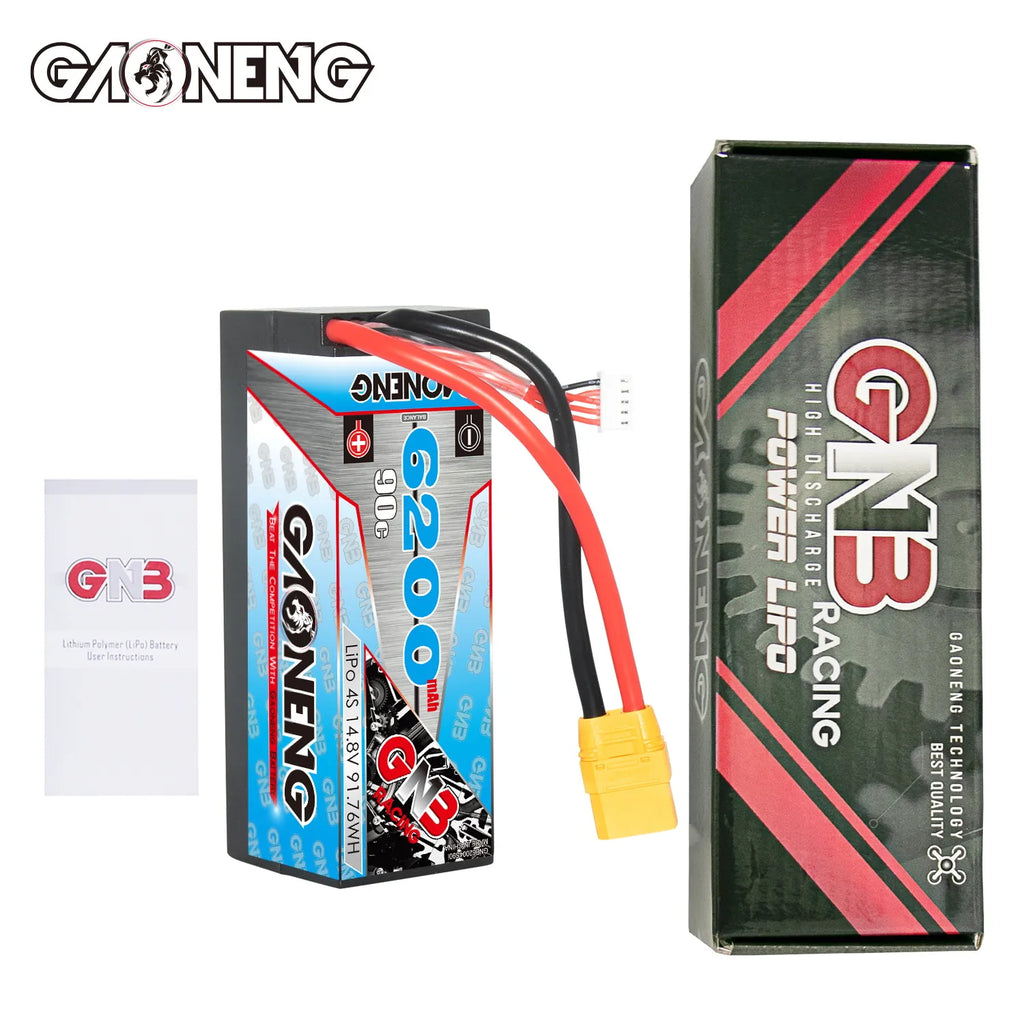 GAONENG GNB 4S 14.8V 6200mAh 90C Cabled Hard Case LiPo Battery XT90 [DG]
