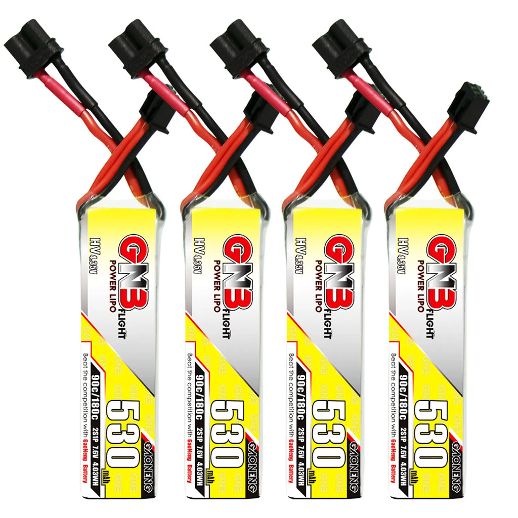 GAONENG GNB LiHV 2S 7.6V 530mAh 90C XT30 LiPo Battery Long Type [DG]