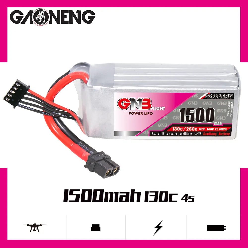 GAONENG GNB 4S 14.8V 1500mAh 130C XT60 LiPo Battery [DG]