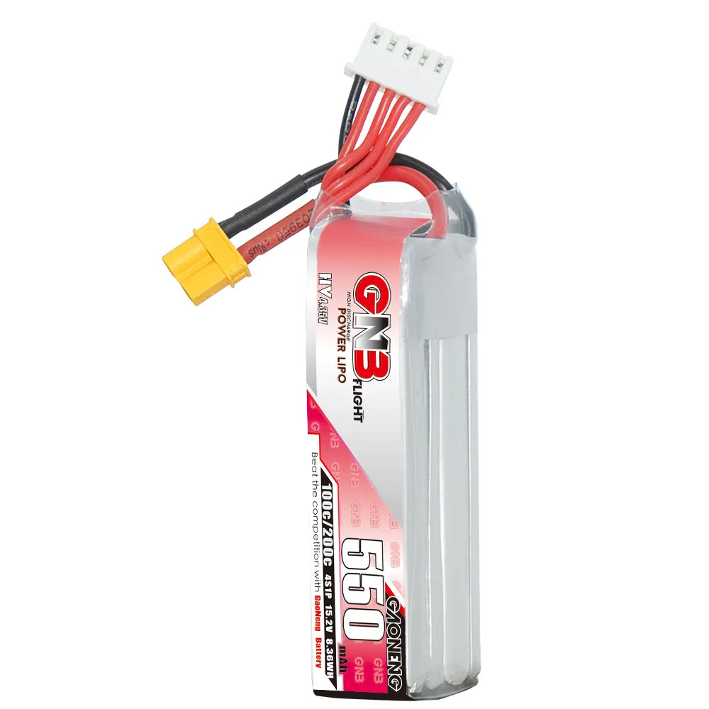 GAONENG GNB LiHV 4S 15.2V 550mAh 100C XT30 LiPo Battery Long Type [DG]