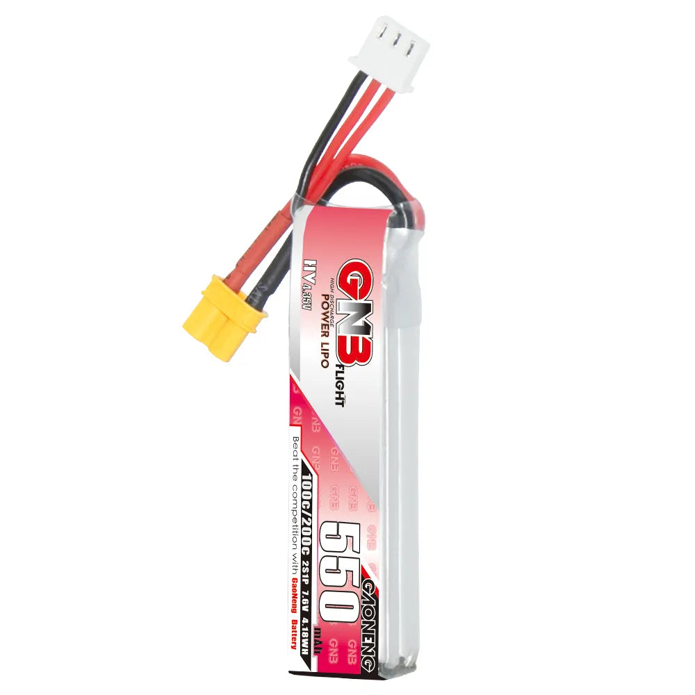 GAONENG GNB LiHV 2S 7.6V 550mAh 100C XT30 LiPo Battery Long Type [DG]