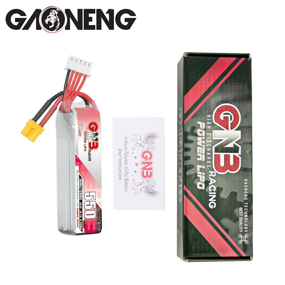 GAONENG GNB LiHV 4S 15.2V 550mAh 100C XT30 LiPo Battery Long Type [DG]