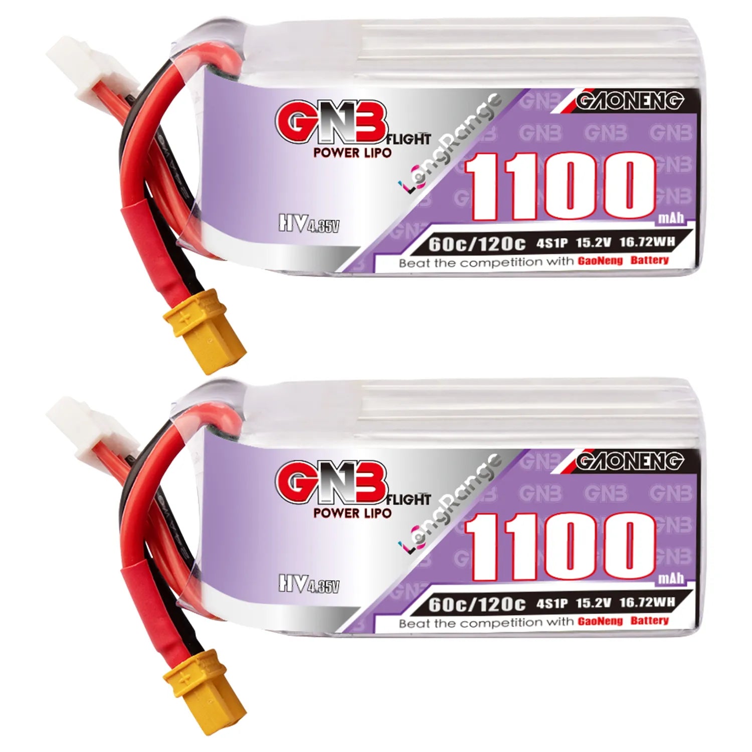 GAONENG GNB LiHV 4S 15.2V 1100mAh 60C XT30 LiPo Battery LongRange [DG]