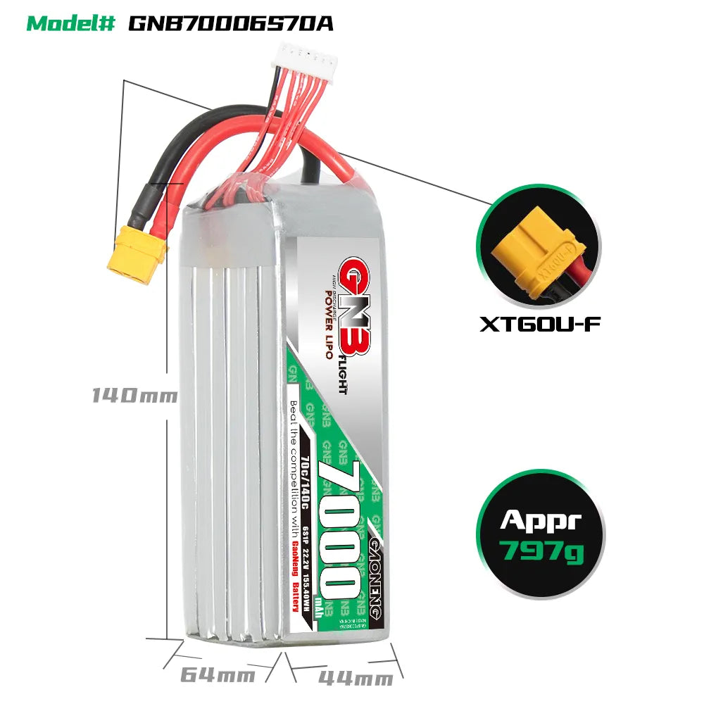 GAONENG GNB 6S 22.2V 7000mAh 70C LiPo Battery XT60 [DG]