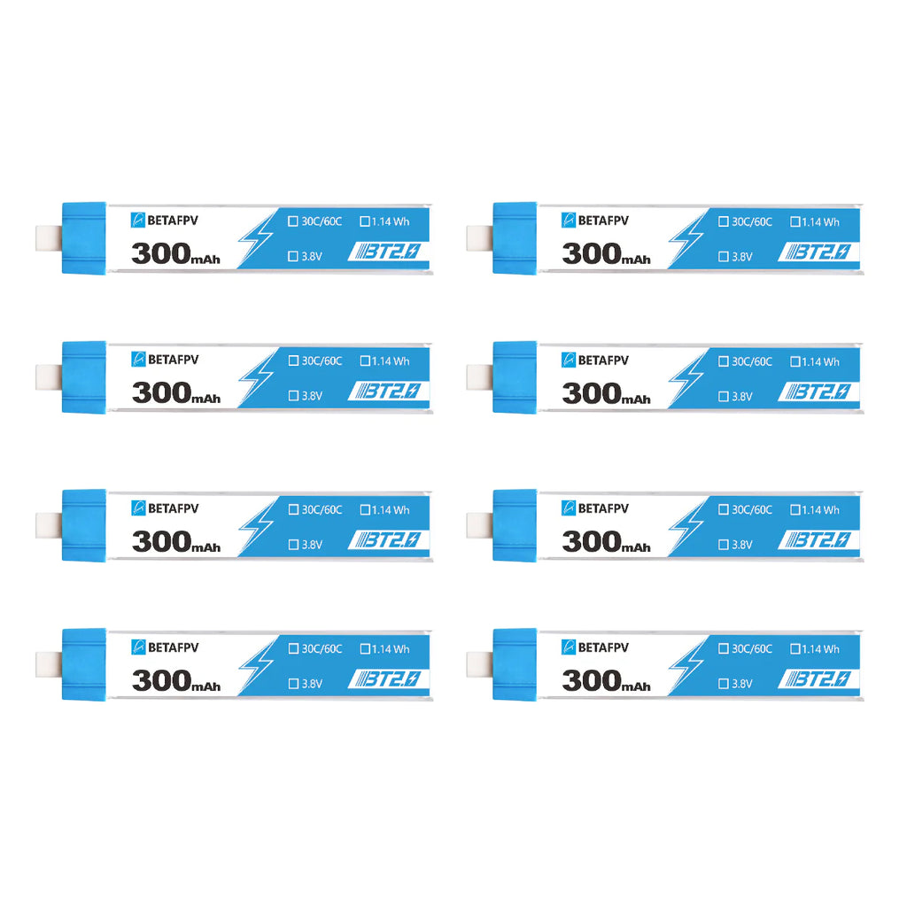 BetaFPV BT2.0 300mAh 1S 30C Lipo Battery (8pcs) [DG]