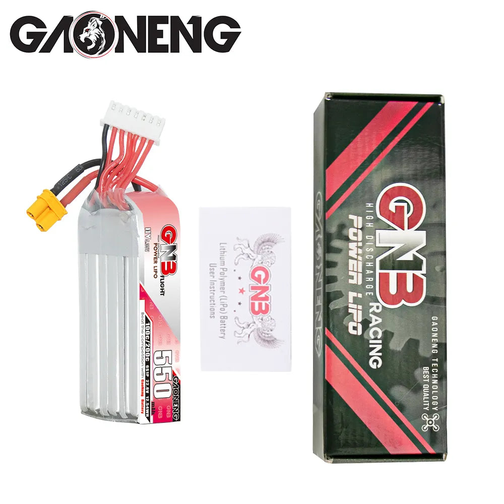 GAONENG GNB LiHV 6S 22.8V 550mAh 100C XT30 LiPo Battery Long Type [DG]